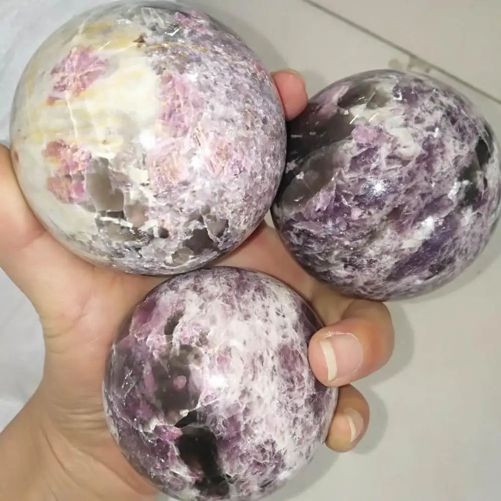 Натуральная полированная розовая турмалиновая Цветущая Слива каменная сфера для