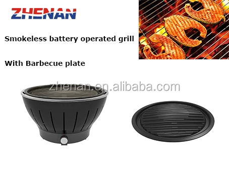 garden and outdoor convenient smokeless battery operated charcoal barbecue grill with plate