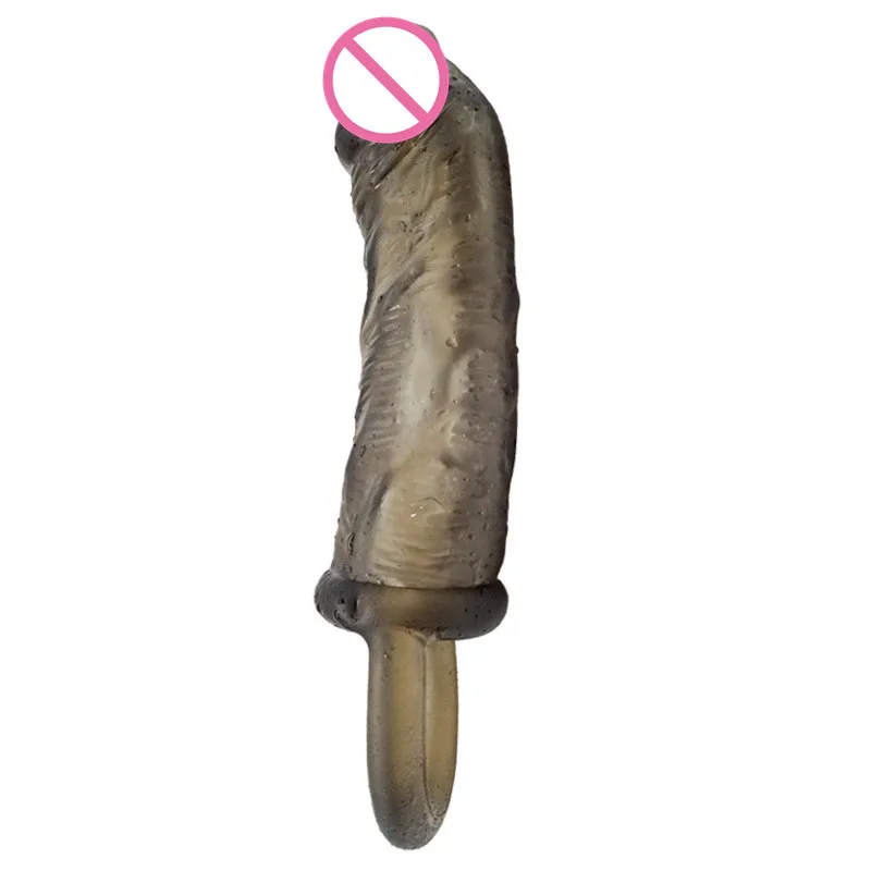 Flesh Reusable Condom Penis Sleeve Extender Silicone Penis Sleeve  Enlargement Male
