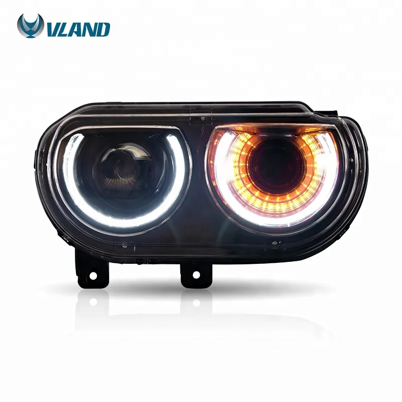 VLAND sequential manufacturer led headlights 2008-2014 SRT R/T modified headlight For dodge challenger