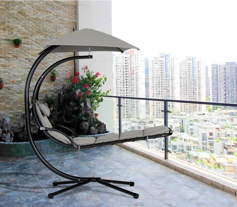outdoor tent top metal frame helicopter swing chair with x shape base