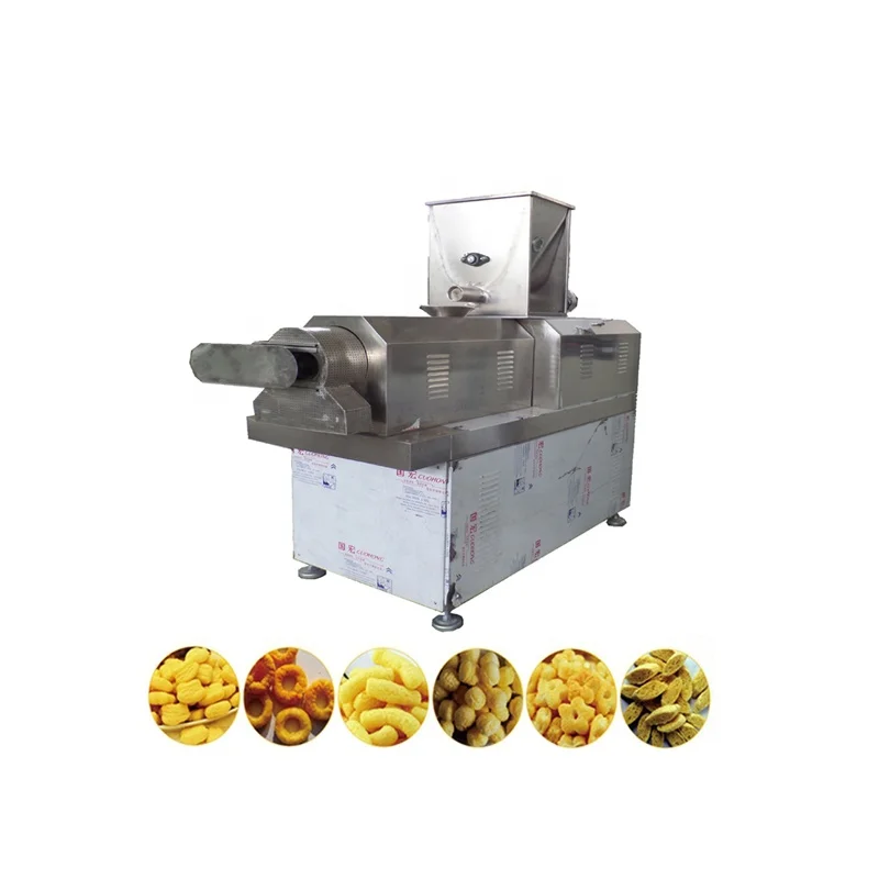 Slanted bar twin screw extruder prices corn chips food making puff snack machine to make puff snack food