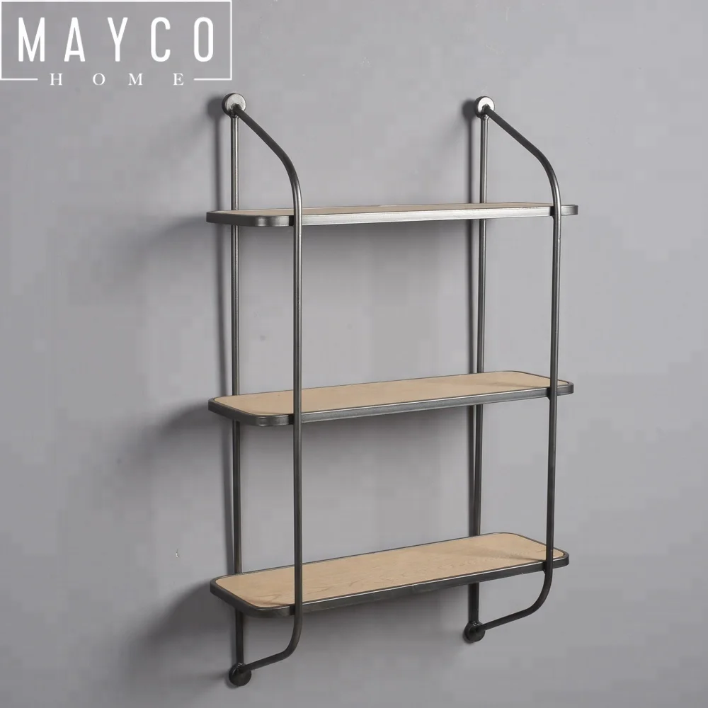 Mayco Industrial Decorative Floating Hanging Pipe 3-Tier Wall Mounted Book Shelf
