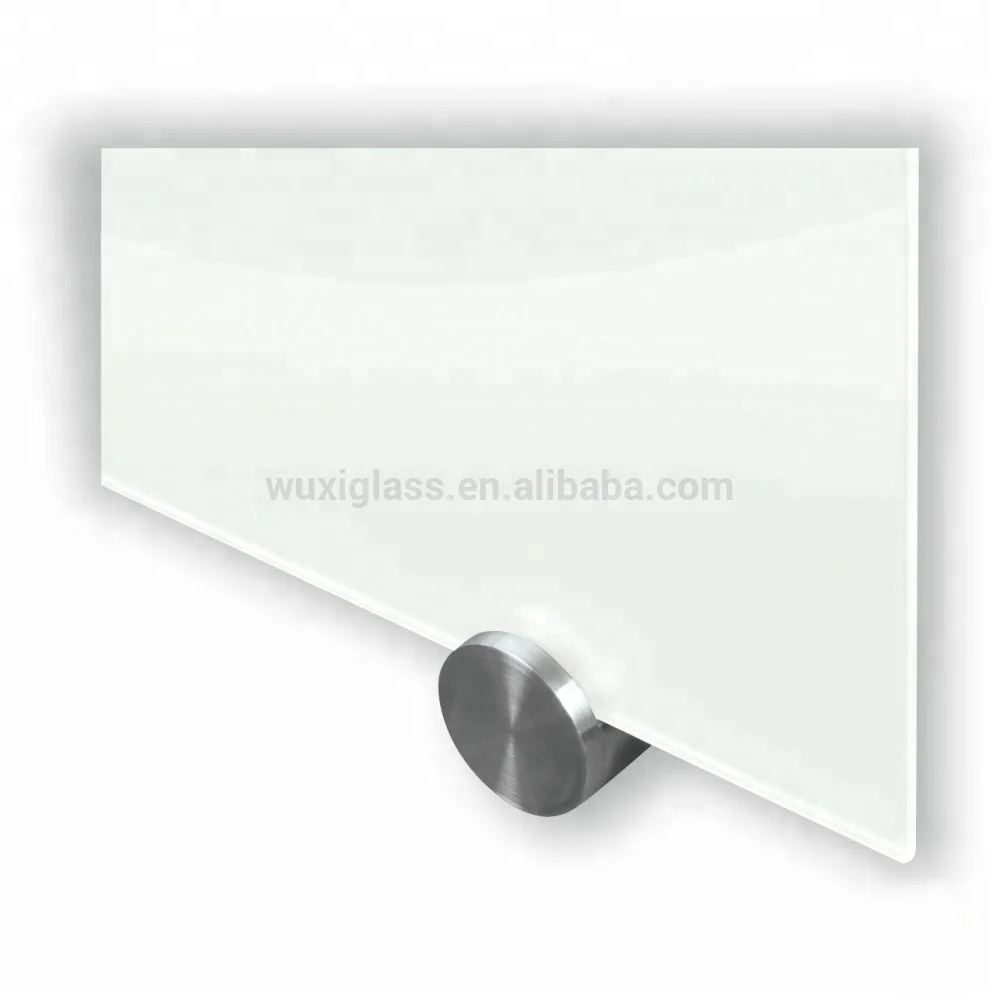 Customized Wall Mounted Magnetic glass white board With Glass Clamp installed