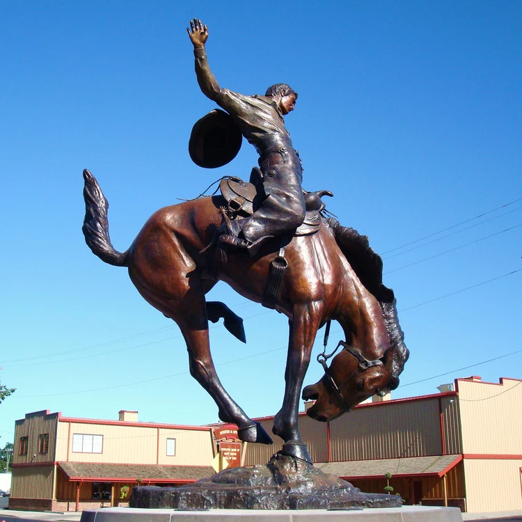 Antique cowboy statue sculpture bronze collectibles ride on horse statues for outdoor decoration