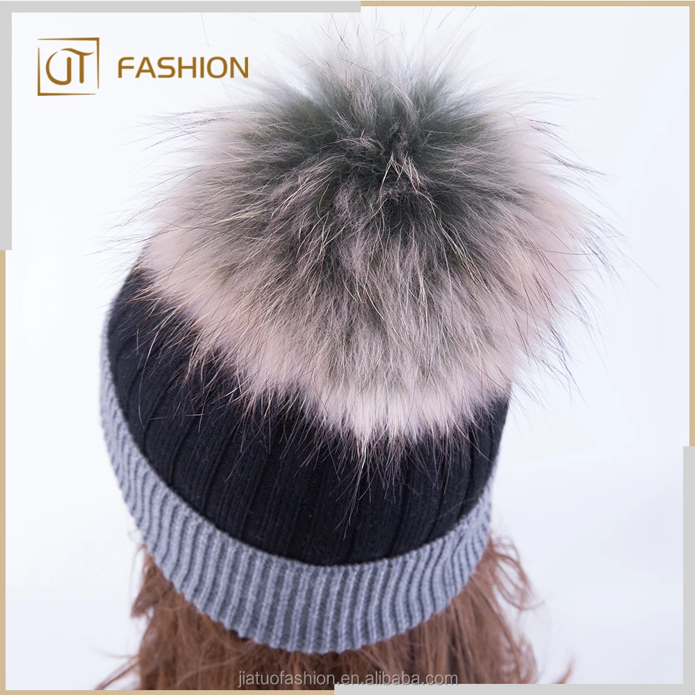 Wholesale Large fur Ball Real 18cm Raccoon Fur Pom Pom