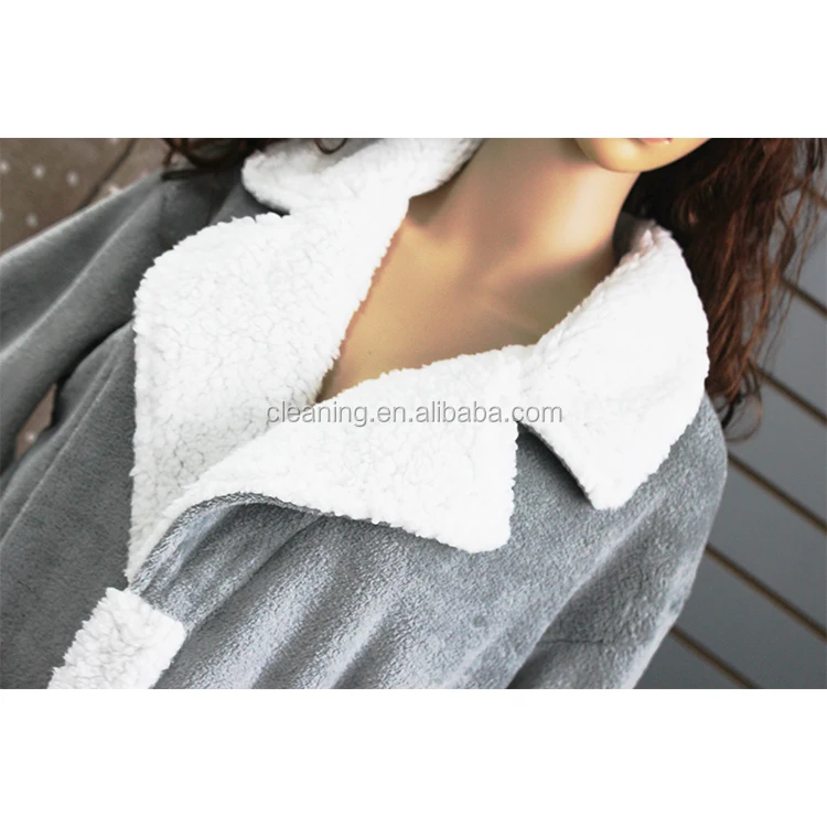 China supplier hood sexy spa 100 polyester luxury stain coral fleece thick women bath robe