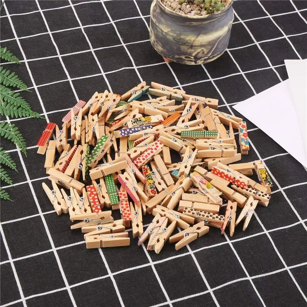 Mini printing colorful photo paper used wooden clothes pegs