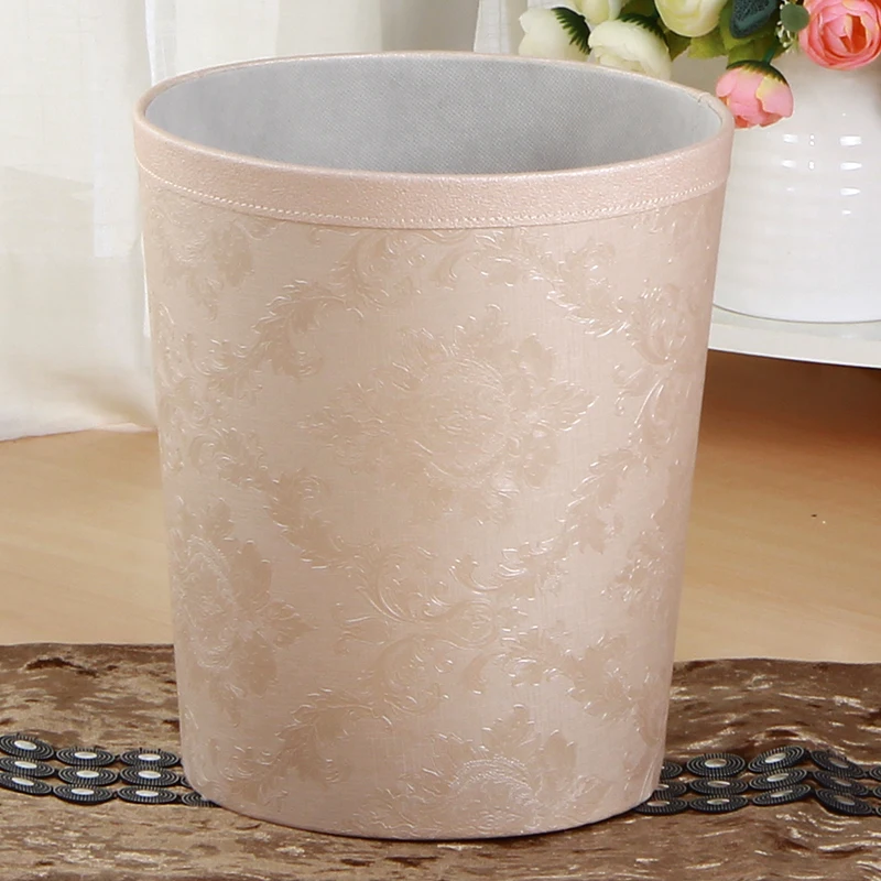 Wholesale Round Household Open Top Leather Paper Dust Garbage Trash Waste Bin