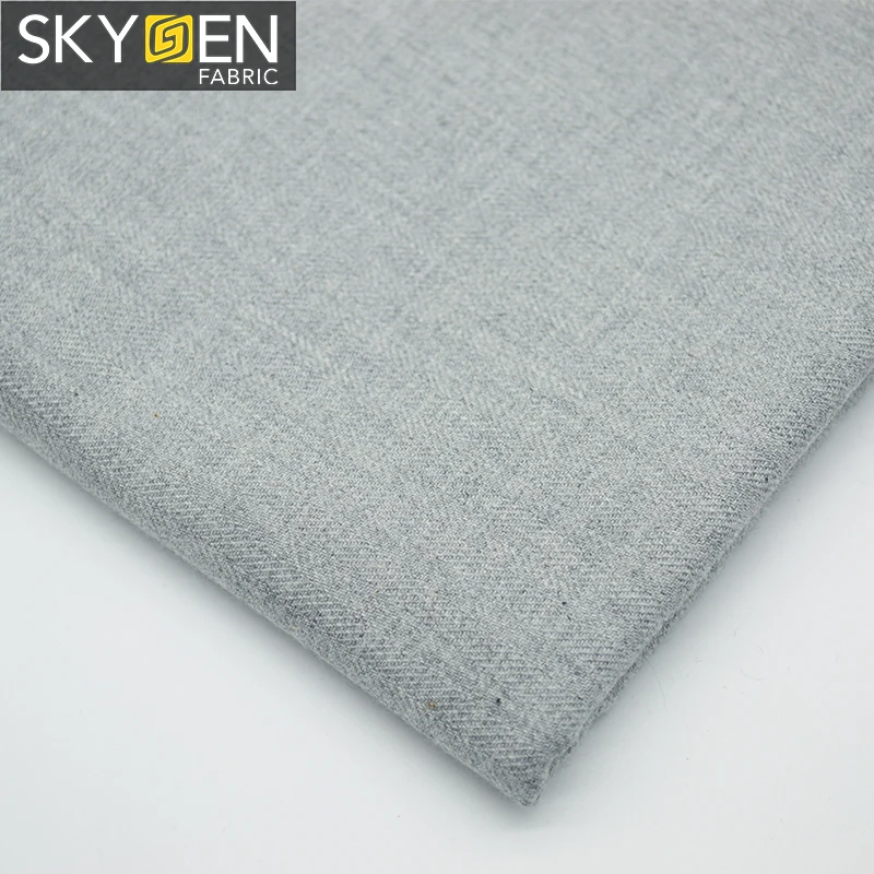 Skygen China supplier wholesale peaching finish yarn dyed shirt solid herringbone cotton fabric for garment