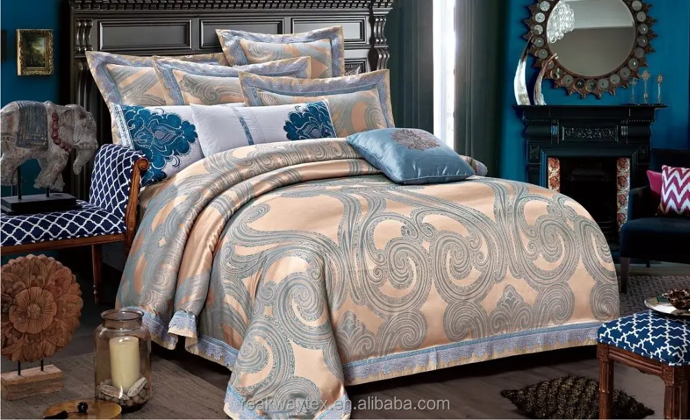 JBL16M07-11 luxury wedding use red rose jacquard bed sheet quilt cover set