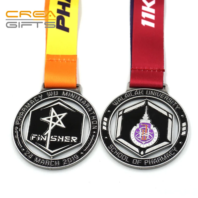 Factory Manufacture Custom Champions League Medal 2024 Marathon Running Race Sport Square Finisher Metal Medal With Ribbon
