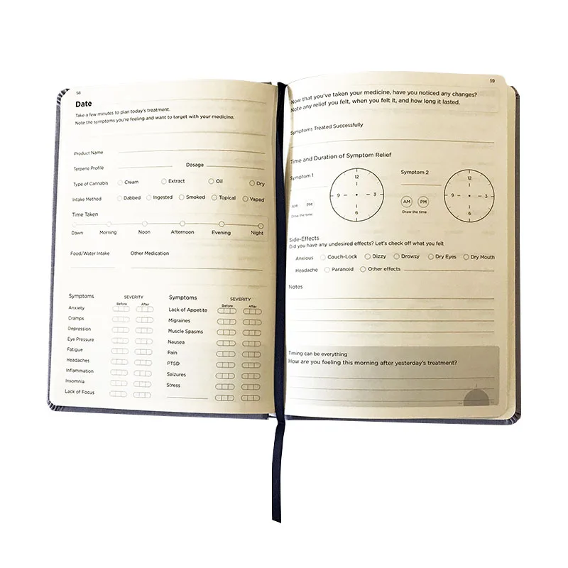 Customized linen cover cream paper journal book printing with pocket