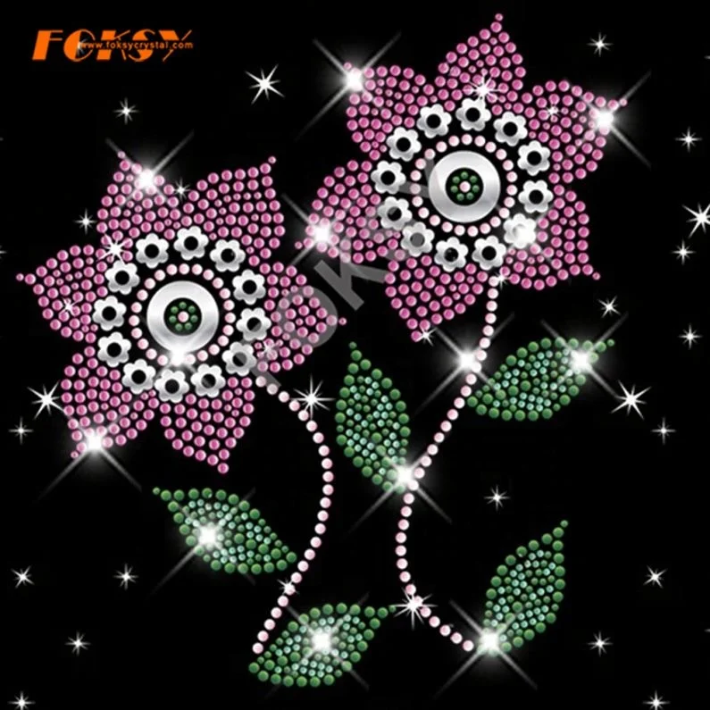 Beautiful Flower Hot Fix Rhinestone Iron On Transfer Motif