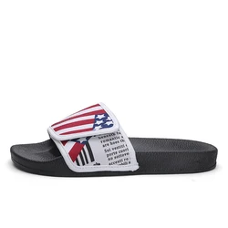 Custom Fashion Comfortable PU Soft Men Black  Footwear Slippers Sandal Slide