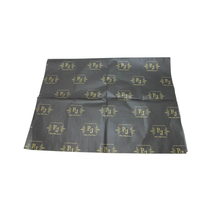 
Custom black printed tissue paper with gold logo for soap wrapping 