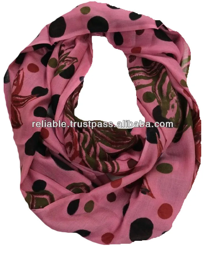 High Quality 100% Viscose Infinity Loop Scarf Elegant Printed Design Soft and Elegant for Winter Season Adult Department