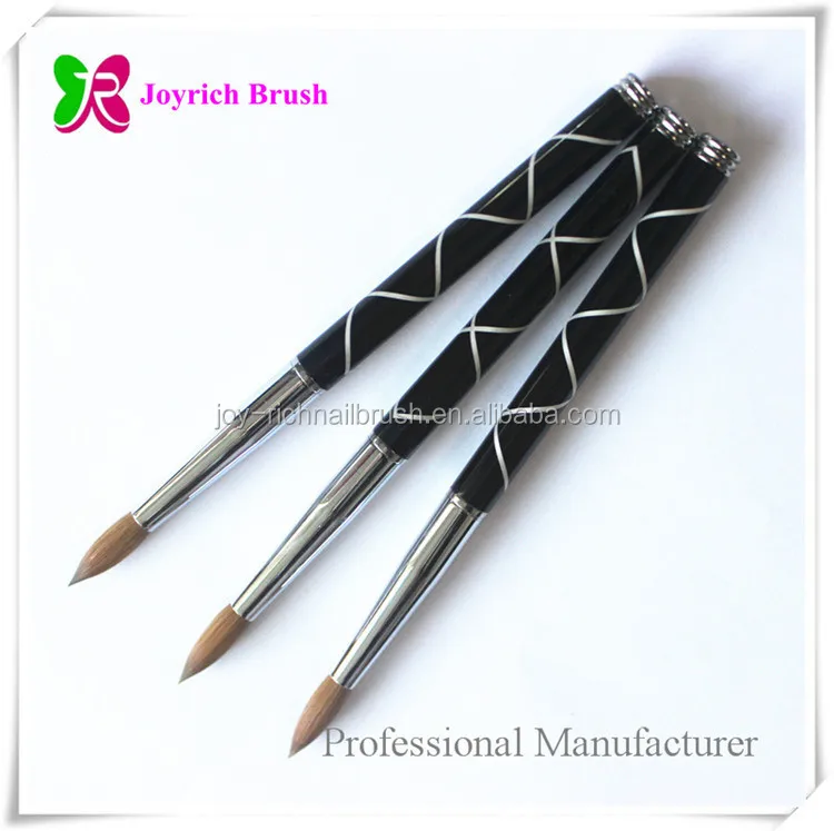 Black metal handle laser line design acrylic kolinsky nail brush manufacturer