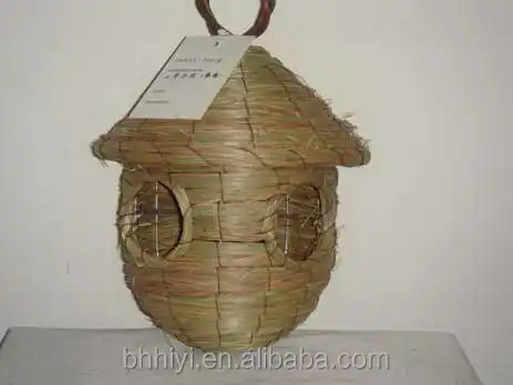 Natural Handmade comfortable Straw Decorative Bird House Cage for sale