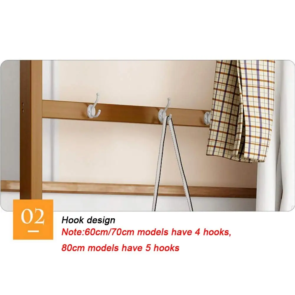 Bamboo Garment Rack Coat Clothes Hanging Rail with 3 Tiers Hat Rack Laundry Storage Shelves