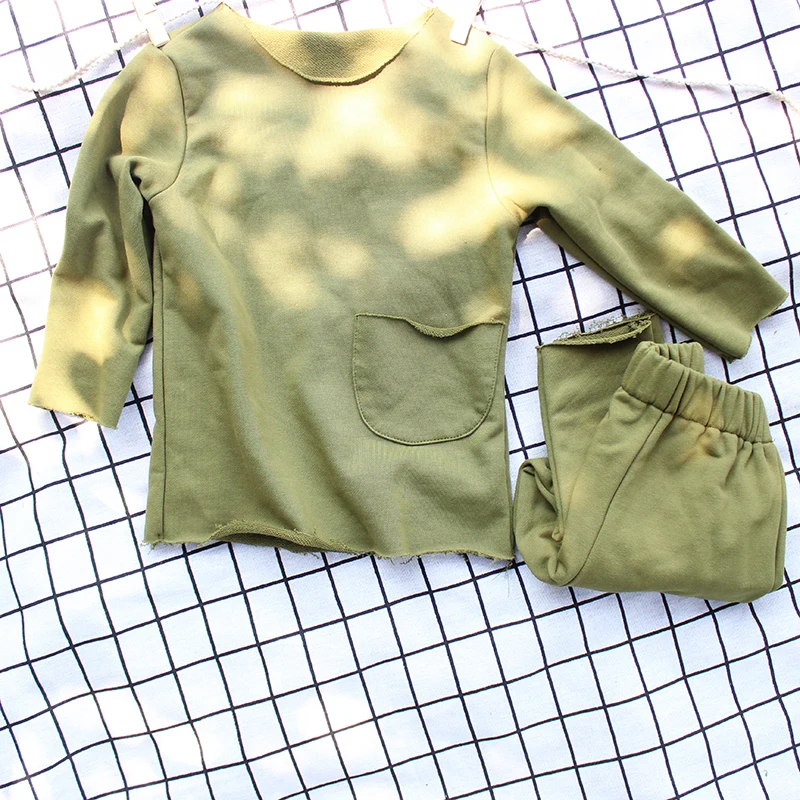 Alibaba shopping online new clothing fashion simple cotton O-neck 2 pcs baby clothing set