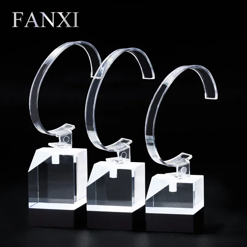 FANXI Chines Delicate Clear Acrylic Jewelry Bangle Watch Display Holder Stand Set Shop Frosted Exhibitor Watch Display Cabinet
