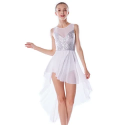 2020 Stunning Atmosphere Lyrical Dress Sequins Leotard Dance Costume Dress Dance Performance Wear for Teen Girls Women