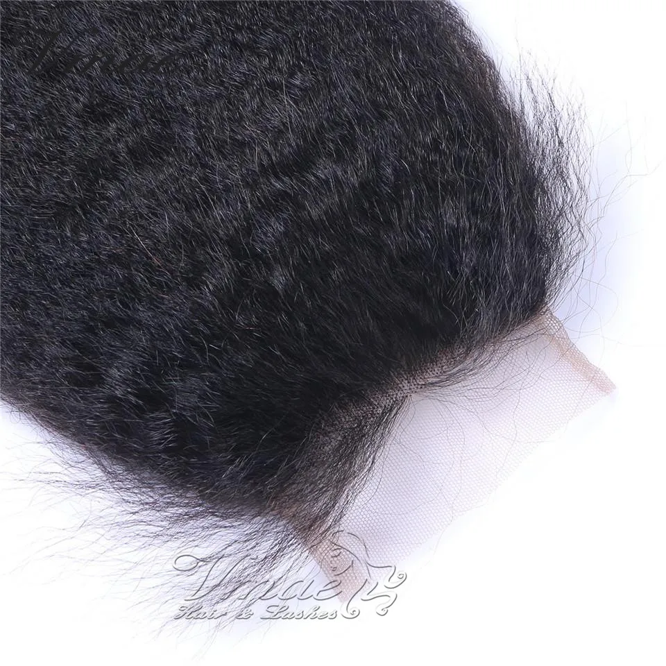 VMAE Malaysia Natural Color Kinky Straight 4*4 Soft Lace Closure Cuticle Aligned Raw Brazilian Virgin Human Hair Extension