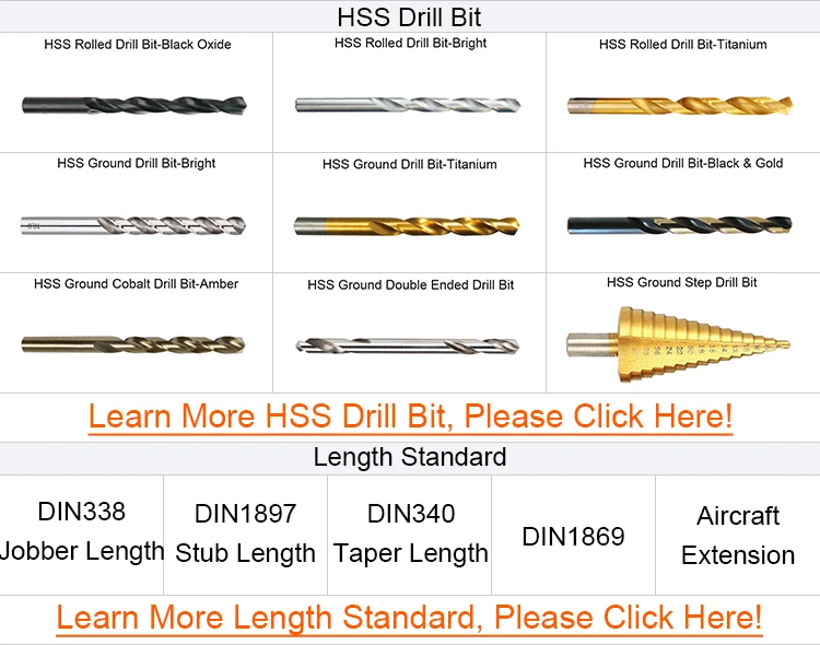 Black Oxide Rolled HSS-R HSS Drill Bits for Metal Drilling