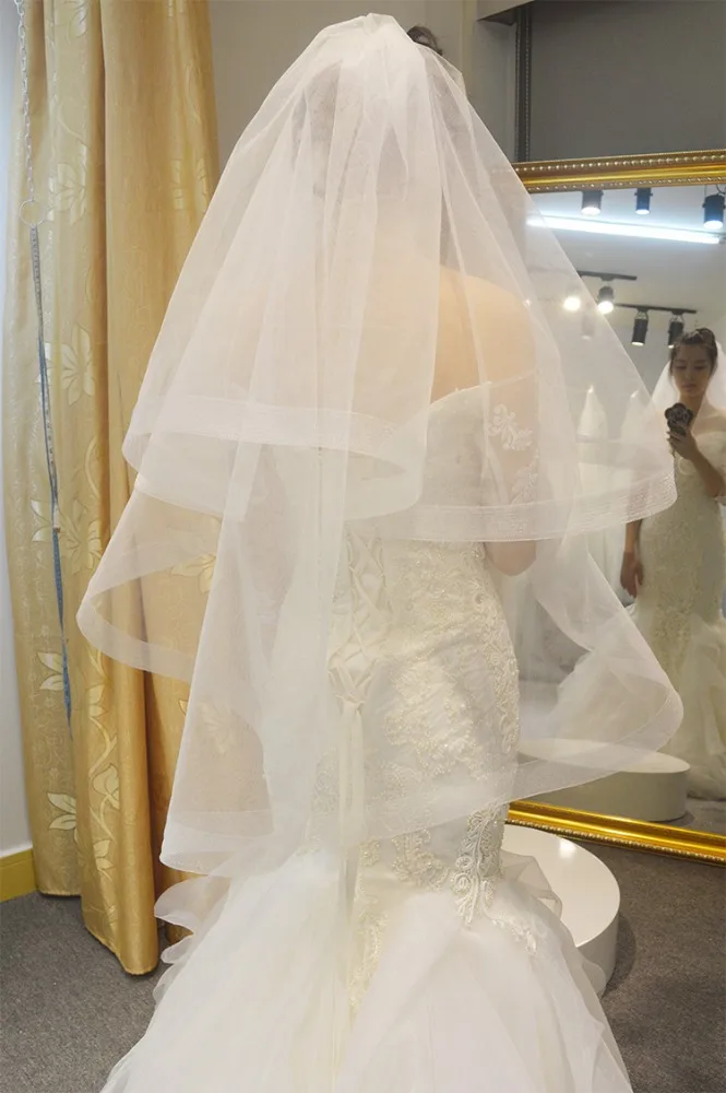 
Horse Hair Wedding Veil One Layer Wedding Party Accessory Ivory Bridal Veils for Bride Use 