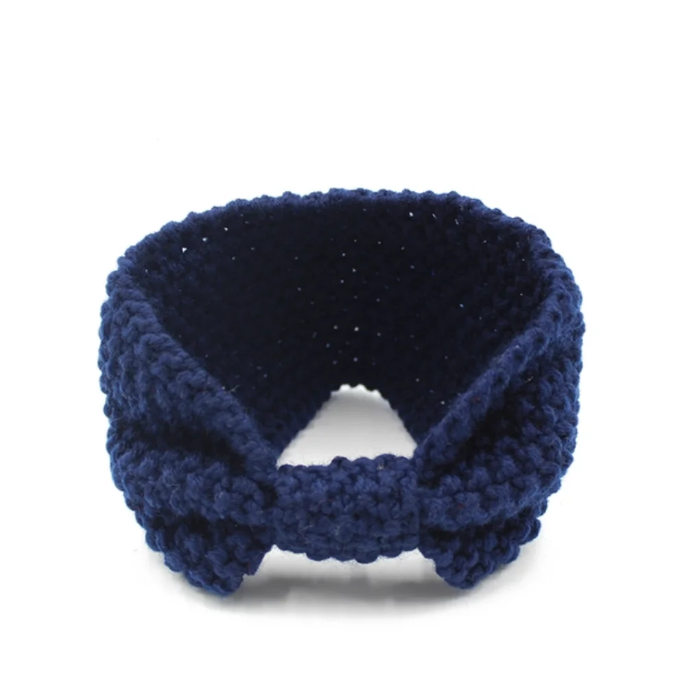 Japanese Candy Color Stylish Woolen Knitting Elastic Bow Tie Headband Crochet Head Wrap Hairband