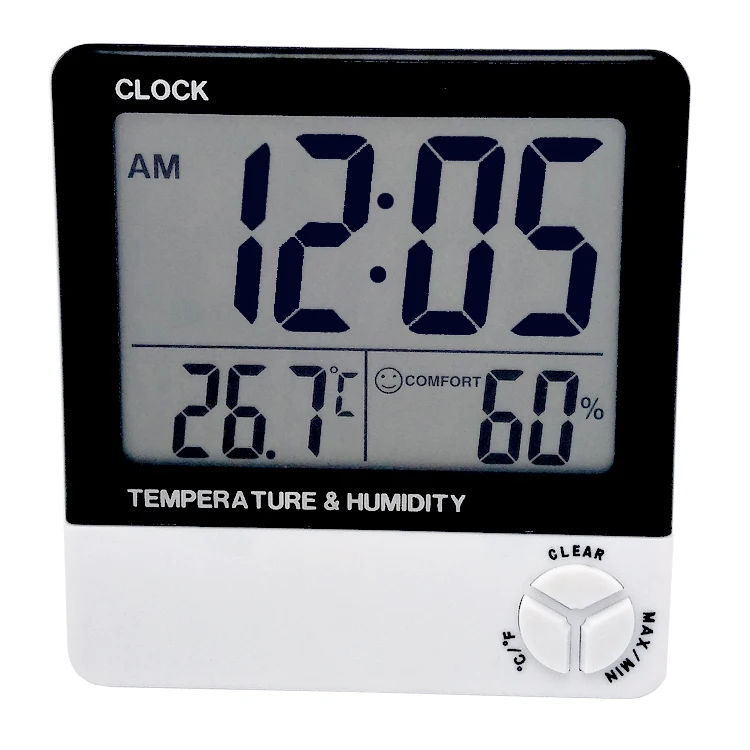Digital indicator & humidity temperature time display  wire electronic thermometer