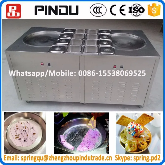 Industrial yogurt watermelon/banana/strawberry single fry fried pan ice cream roll rolling machine on sale