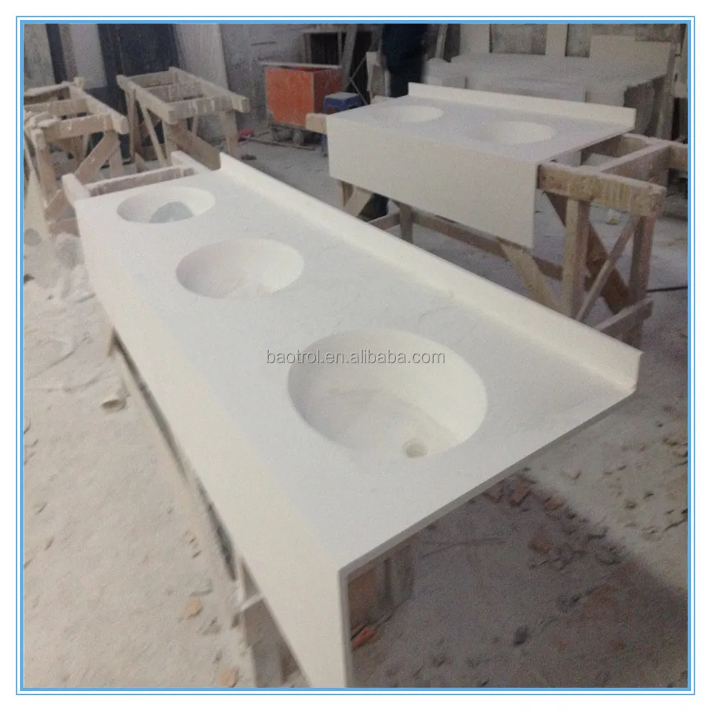 Korian acrylic bathroom sink,faux marble triple basin sink