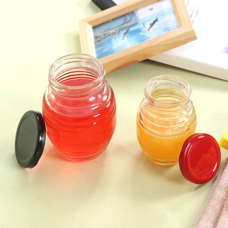
730ml 500g 1000g Honey Honeycomb Glass Bottle With Tin Plate Lid Bee Honey Jar 