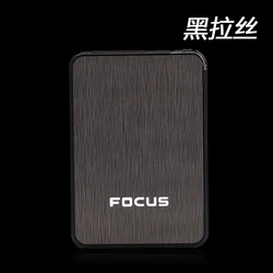 Focus branded metal colorful automatic cigarette case with lighter