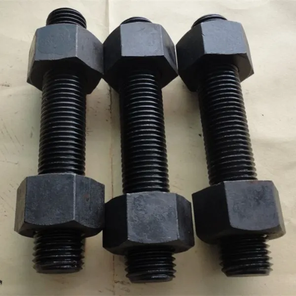 astm a194 2h black and hot dip galvanized m12 m14 m16 m18 m24 stud bolts with heavy hex nuts