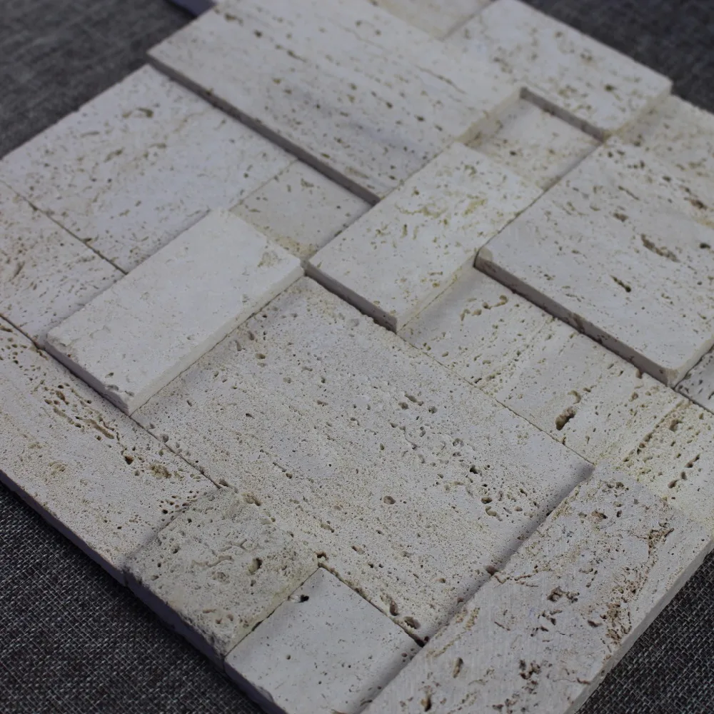 Decorstone24 Yellow Travertine Stone Tile French Pattern 3d Design For Wall Cladding