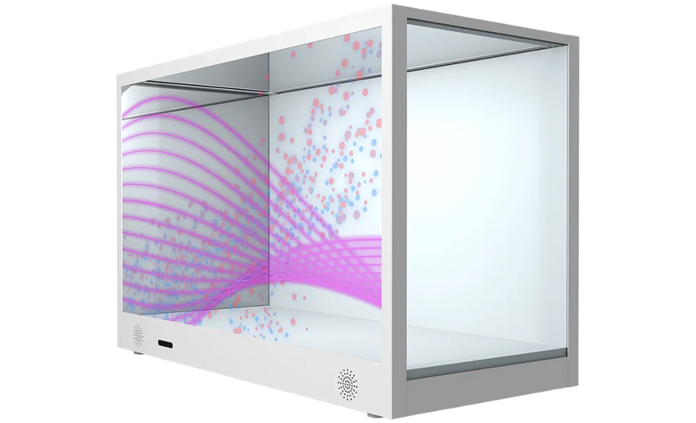 21.5 inch 32 inch 43 inch MINI HOLOGRAM DISPLAYS WITH WINDOWS MEDIA PLAYER TRANSPARENT LCD SHOWCASE DISPLAY BOX