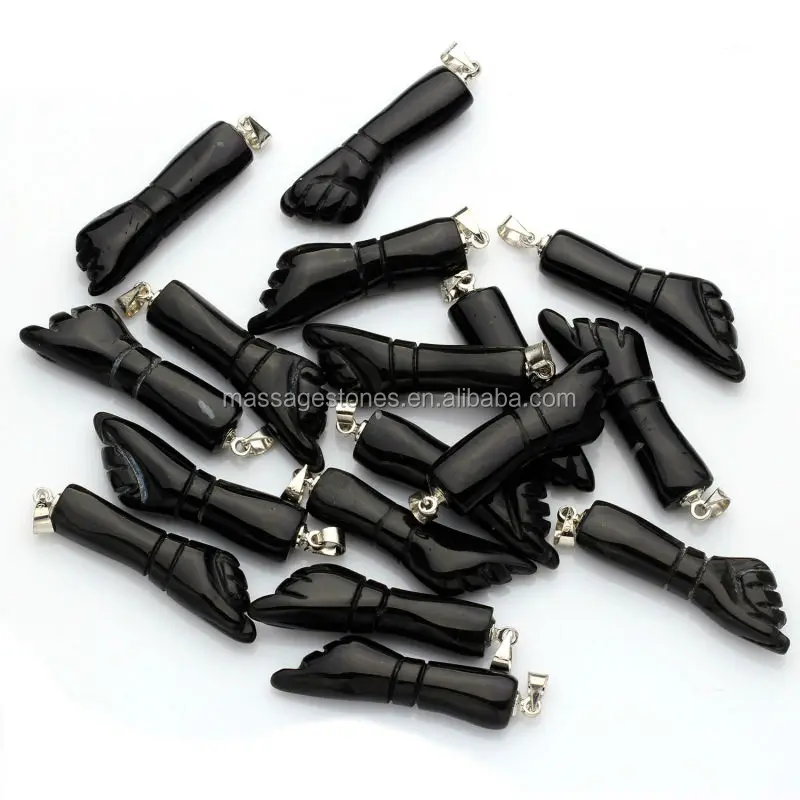 Black Carved Stone Figa Lucky Charm Thumbs Up Fist