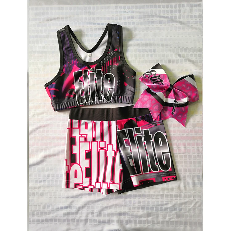 Wholesale Sublimation Girls Dance Spandex Cheerleading Shorts Cheerleader Clothes Costume Kids