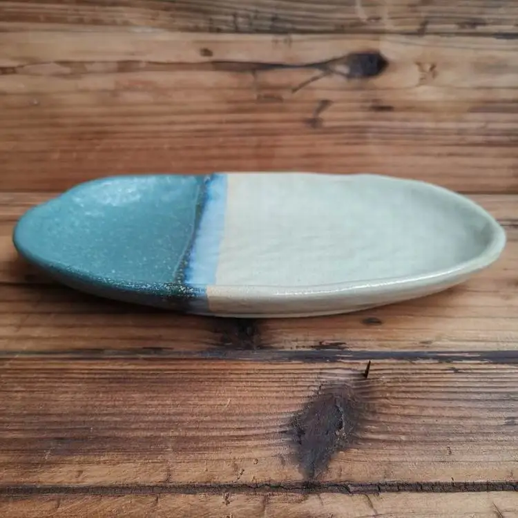 Japanese style ceramic over shape plate stoneware plate reaction glaze sushi plate