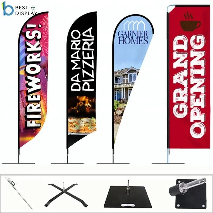 Рекламная наружная реклама печатные двухсторонние перьевые флаги на