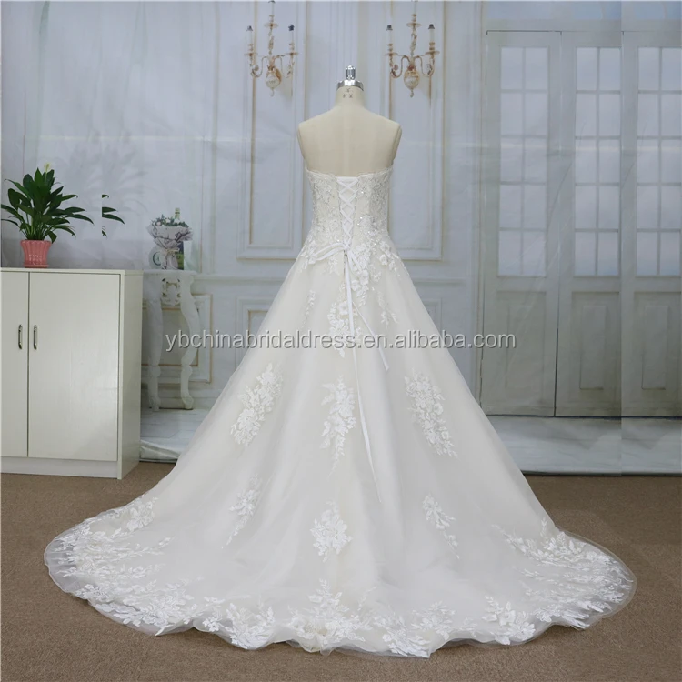 factory Ivory with light champagneA line lace with tulle skirt sweetheart bridal wedding dress