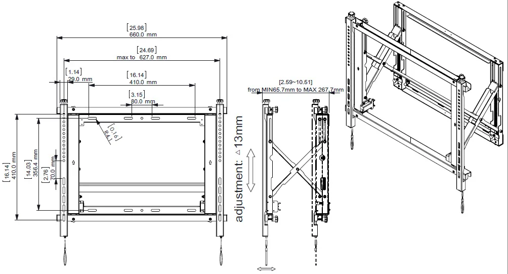32-70 Inch Splicing Screen LCD tv Video Wall Mount For Conference