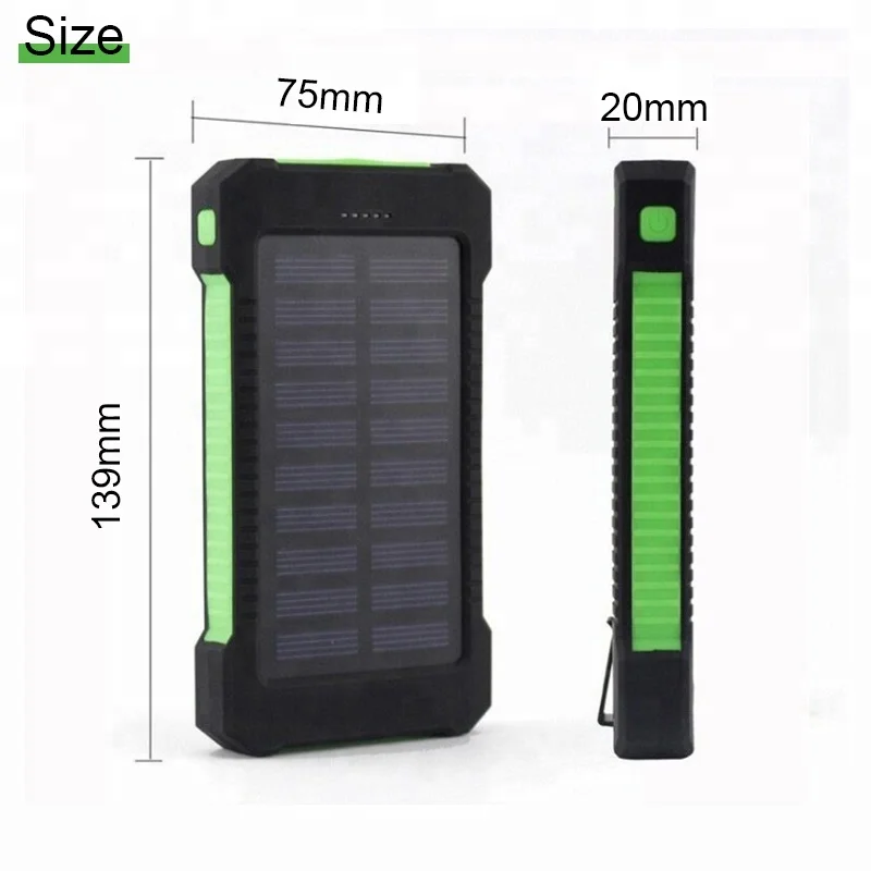  Новый внешний аккумулятор на солнечной энергии с двумя Usb-портами 20000 мАч водонепроницаемое зарядное устройство внешняя портативная солнечная панель со светодиодной подсветкой