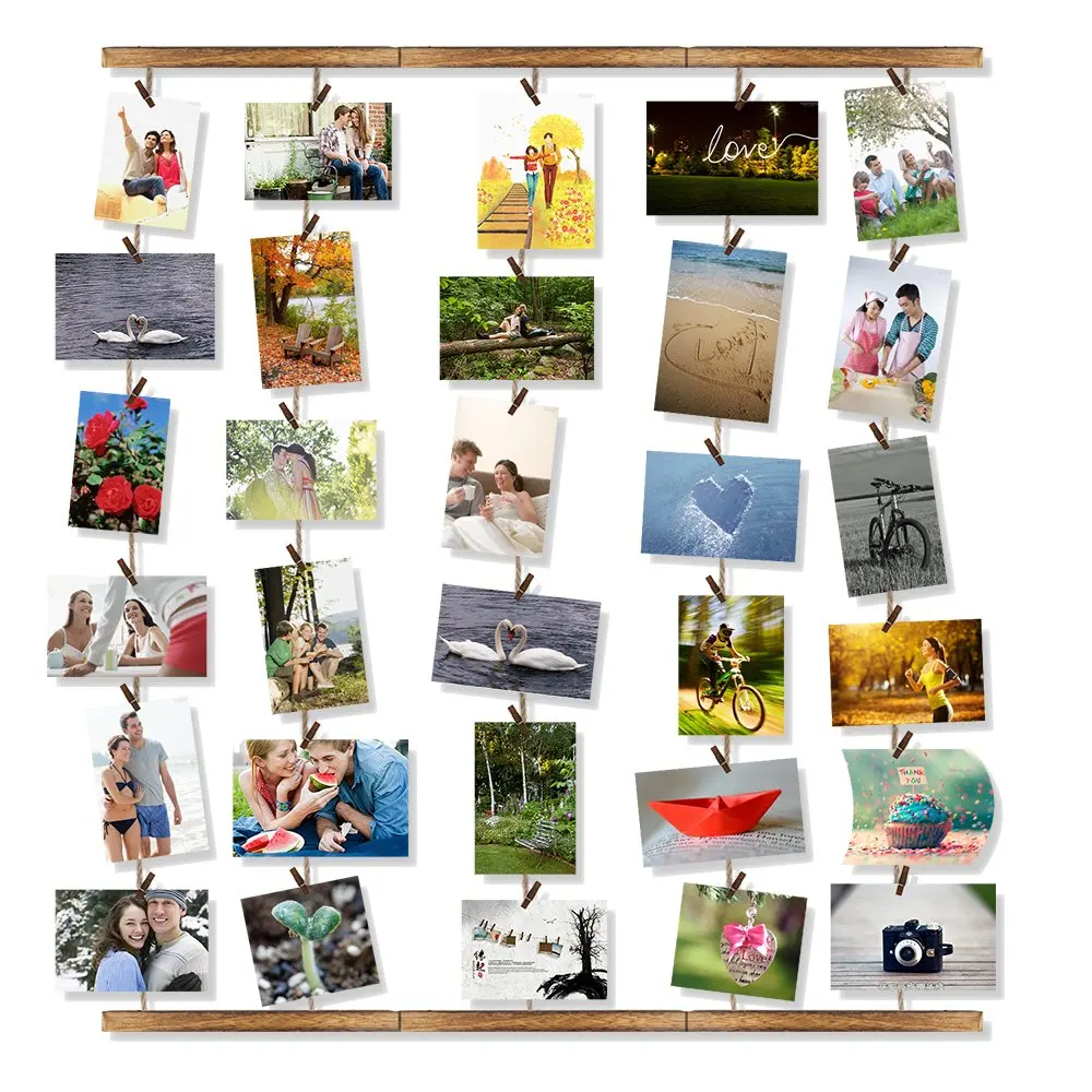 Ajustable Twines Collage Artworks Prints Multi Pictures Organizer and Hanging Display Frames