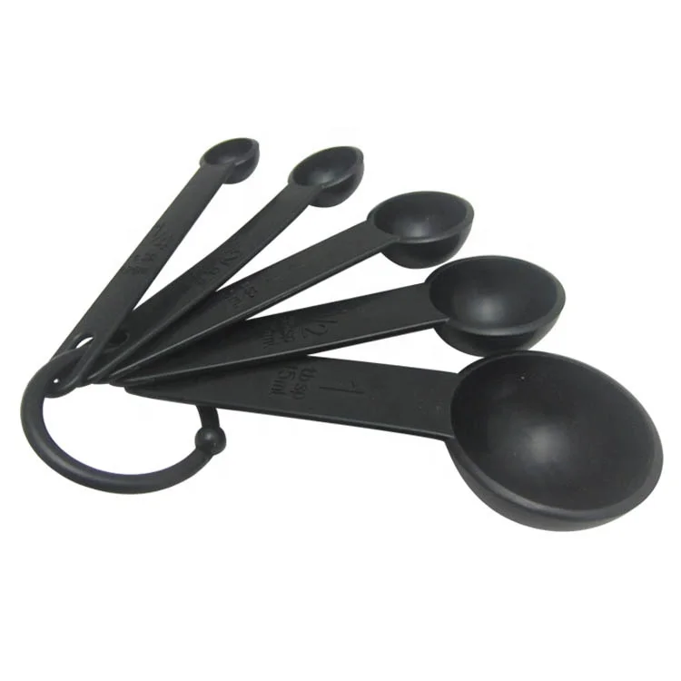 Wholesale Plastic black color Measuring spoon with ring