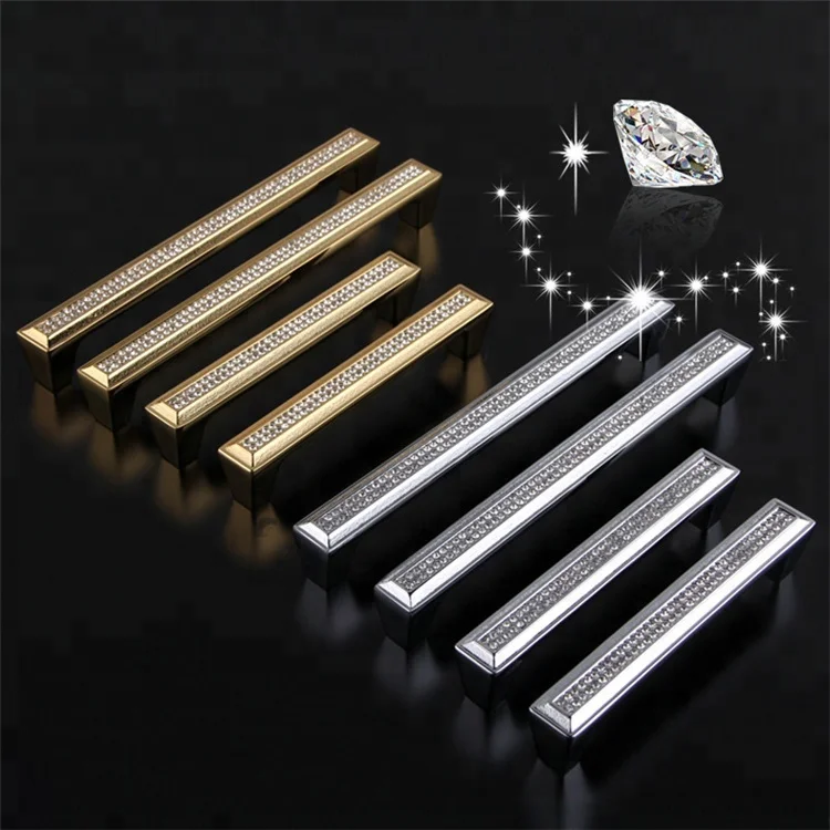 Luxury 24K Real Gold Or Chrome Czech Crystal Drawer Cabinet Knobs Wardrobe Door Handle Furniture Knobs Pull Handles