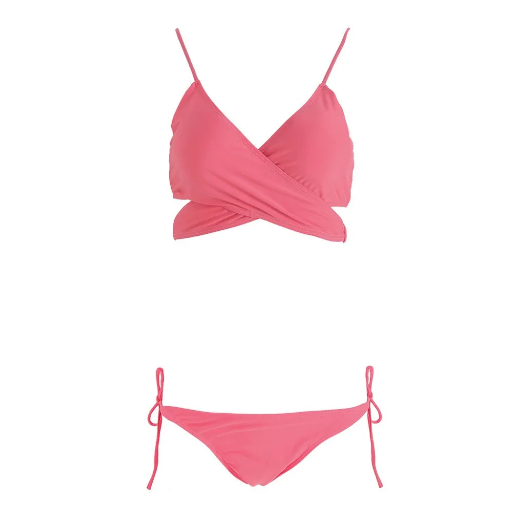 
2019 Swimwear Split Solid Cross Bikini Wholesale Swimwear Piece Bathing Suit Bathing Suit Cover Up 